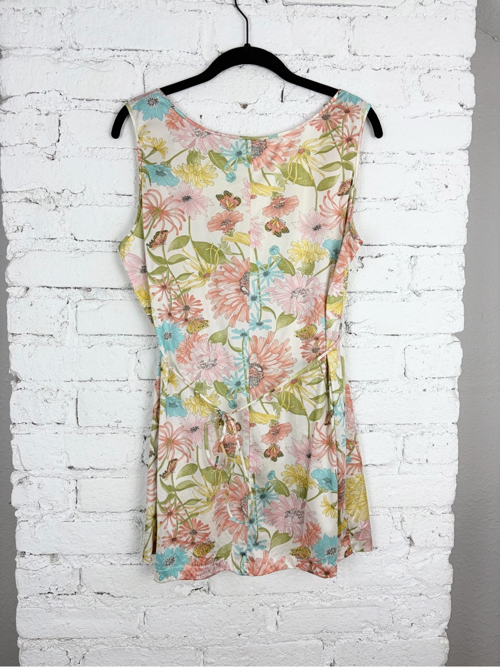 Vanity Fair VTG 70s Nylon Floral Butterfly Waist Tie Top Medium - Picture 10 of 10